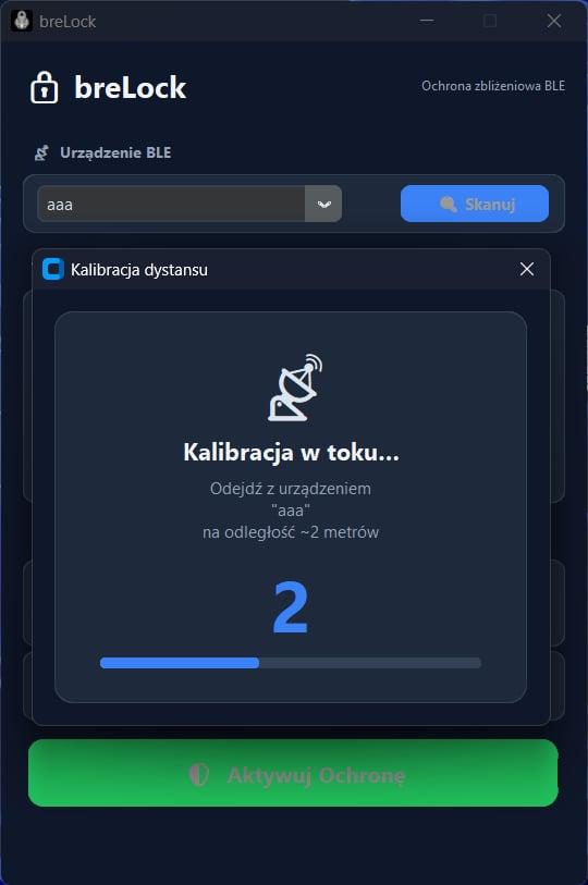 Ekran parowania i kalibracji